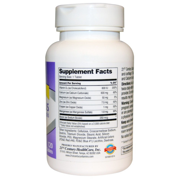 Кальцій, D3, Мінерали, 600 + D3 Plus Minerals, 21st Century, 120 таблеток