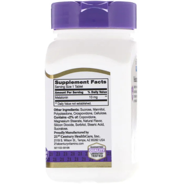 Мелатонин (вишня), Melatonin, 21st Century, 10 мг, 120 таб.