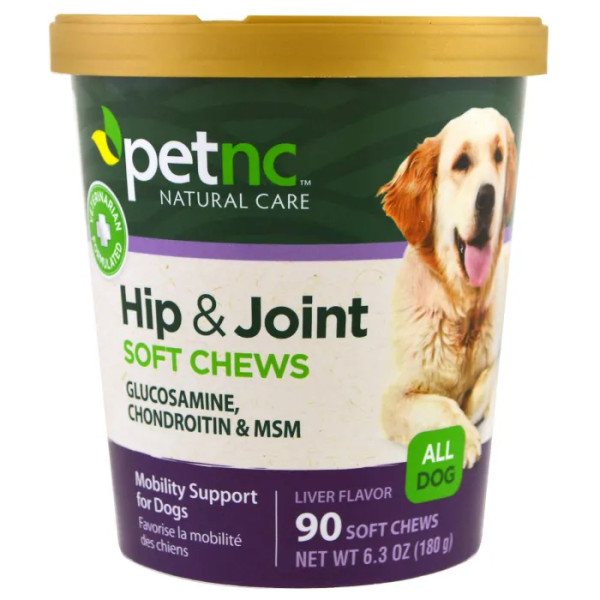 Здорові суглоби, для собак, Hip & Joint, Pet Natural Care, печінка, 90 м'яких жувальних таблеток, 180 г