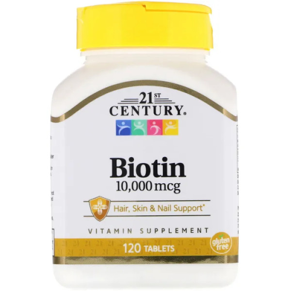Біотин, Biotin, 21st Century, 10 000 мкг, 120 таб.