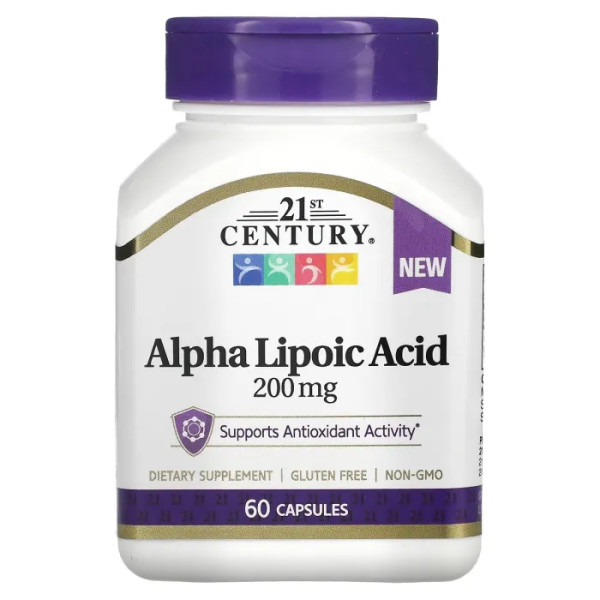 Альфа-ліпоєва кислота, Alpha Lipoic Acid, 21st Century, 200 мг, 60 капсул