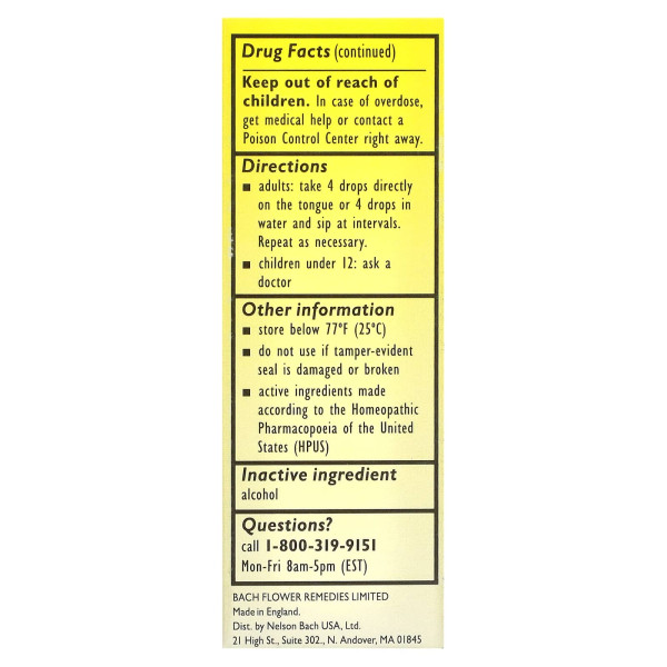 Зниження стресу, Rescue Remedy, Natural Stress Relief, Bach, оригінальний квітковий еліксир, 10 мл