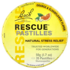 Натуральний засіб для зняття стресу, Bach Natural Stress Relief, жувальний зі смаком апельсина та бузини, 35 пастилок, 50 г.