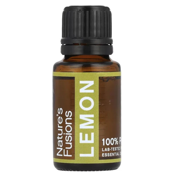 Ефірне масло Лимон, Essential Oil, Lemon, Nature's Fusions, 100% чисте, 15 мл