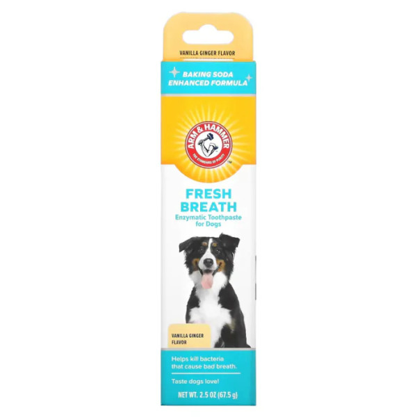 Зубна паста ферментативна для собак, Enzymatic Toothpaste For Dogs, Fresh Breath, Arm & Hammer, ваніль та імбир, 67,5 г