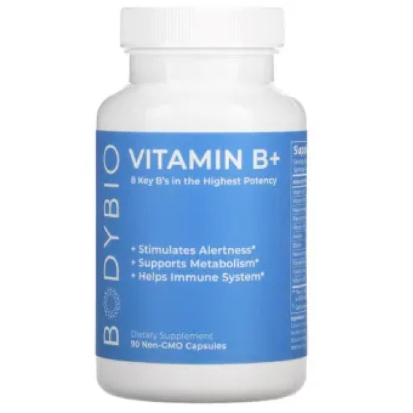 Вітаміни групи В, Vitamin B+, BodyBio, 90 капсул без ГМО