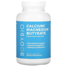 Кальций и магний бутират, BodyBio Calcium/Magnesium Butyrate, без ГМО, 250 капсул
