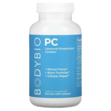 Фосфолипидный комплекс, липосомальный, без ГМО, BodyBio PC, 100 гелевых капсул