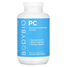 Фосфолипидный комплекс липосомальный, BodyBio PC, без ГМО 300 гелевых капсул