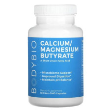 Кальций магний бутират, без ГМО, BodyBio Calcium Magnesium Butyrate, 100 капсул