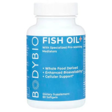 Риб'ячий жир плюс, Fish Oil+ BodyBio, 60 гелевих капсул