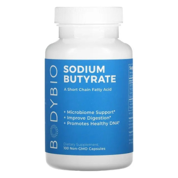Бутират натрію, Sodium Butyrate, BodyBio, 100 капсул
