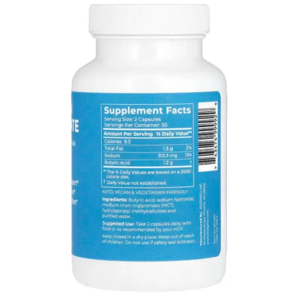 Бутират натрію, Sodium Butyrate, BodyBio, 60 капсул