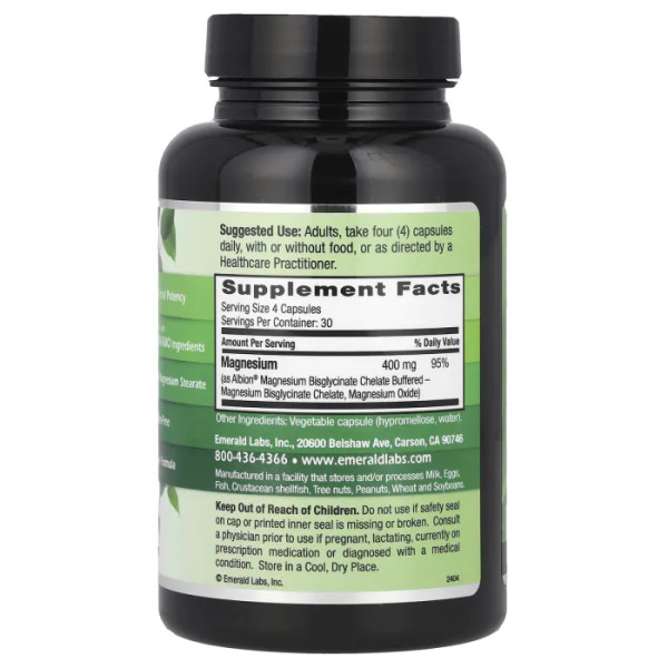 Магній, Magnesium, Emerald Laboratories, 120 веганських капсул (100 мг на капсулу)