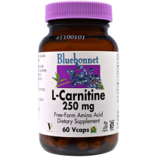 L-карнітин тартрат 250 мг, Bluebonnet Nutrition L-Carnitine, 60 капсул