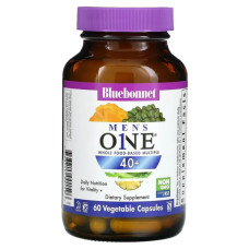 Мультивітаміни для чоловіків 40+, цільнохарчовий комплекс, Bluebonnet Nutrition Men's ONE, 60 вегетаріанських капсул