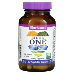 Мультивітаміни для чоловіків 40+, цільнохарчовий комплекс, Bluebonnet Nutrition Men's ONE, 60 вегетаріанських капсул