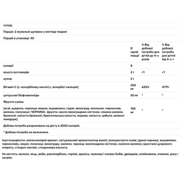 Вітамін С жувальний, Vitamin C, Bluebonnet Nutrition, Rainforest Animalz, апельсин, 90 жувальних цукерок