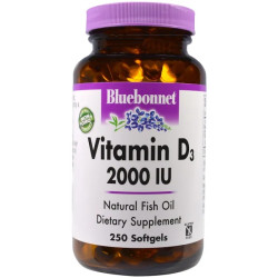 Вітамін D3 2000 МО, Bluebonnet Nutrition Vitamin D3, 250 капсул