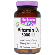 Вітамін D3 (холекальциферол) 5000 МО, Bluebonnet Nutrition Vitamin D3, 120 капсул