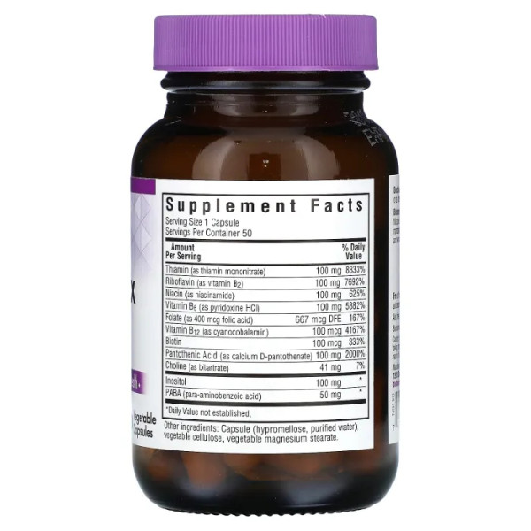 Вітаміни групи B-100, B-Complex 100, Bluebonnet Nutrition, 100 вегетаріанських капсул.