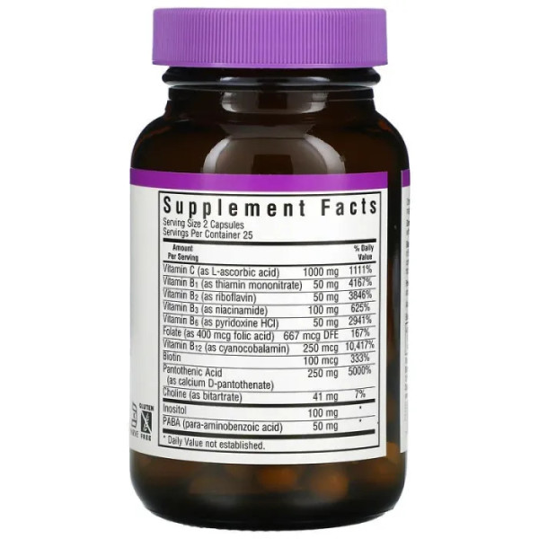 Комплекс В – стрес, Stress B-Complex, Bluebonnet Nutrition, 50 вегетаріанських капсул