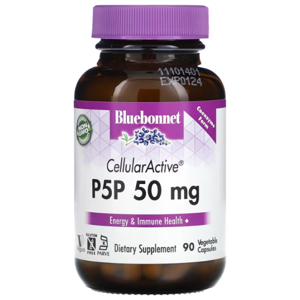 Вітамін В6 (піридоксин), P-5-P, Bluebonnet Nutrition, 50 мг, 90 капсул