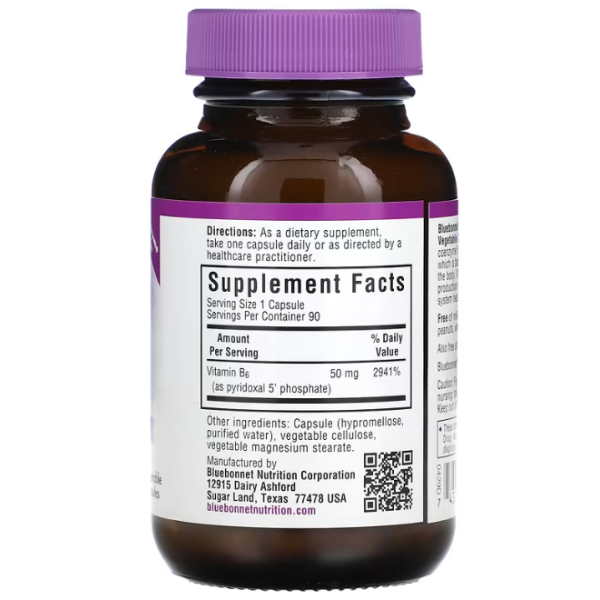 Вітамін В6 (піридоксин), P-5-P, Bluebonnet Nutrition, 50 мг, 90 капсул