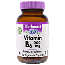 Вітамін В6 (піридоксин) 200 мг, Bluebonnet Nutrition Vitamin B-6, 90 капсул