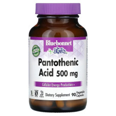 Пантотенова кислота 500 мг, Bluebonnet Nutrition Pantothenic Acid, 90 вегетаріанських капсул