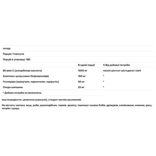 Вітамін С (аскорбінова кислота) з шипшиною, Vitamin C-1000, Bluebonnet Nutrition, 180 капсул