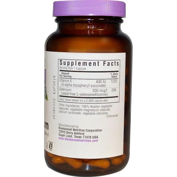 Вітамін Е з селеном, Dry Vitamin E, Bluebonnet Nutrition, 400 МО, 120 капсул