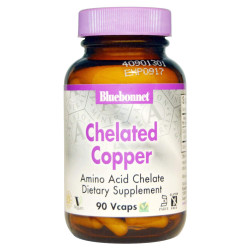 Медь (Chelated Copper), Bluebonnet Nutrition, 90 капсул
