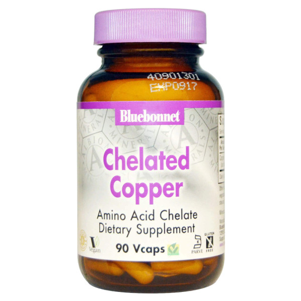 Мідь (Chelated Copper), Bluebonnet Nutrition, 90 капсул