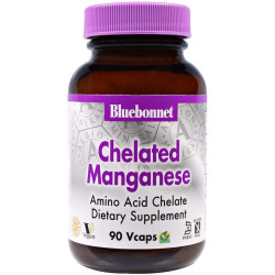 Марганец, Bluebonnet Nutrition Chelated Manganese, 90 капсул