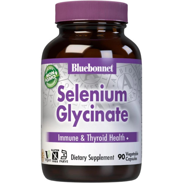 Селен (Selenium Glycinate), Bluebonnet Nutrition, 90 рослинних капсул