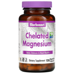 Магний хелат, Bluebonnet Nutrition Chelated Magnesium, 120 капсул