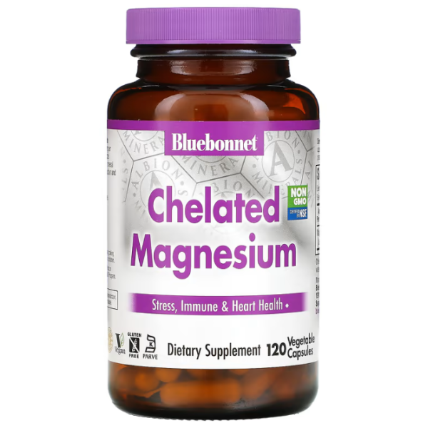 Магній хелат, Chelated Magnesium, Bluebonnet Nutrition, 120 капсул