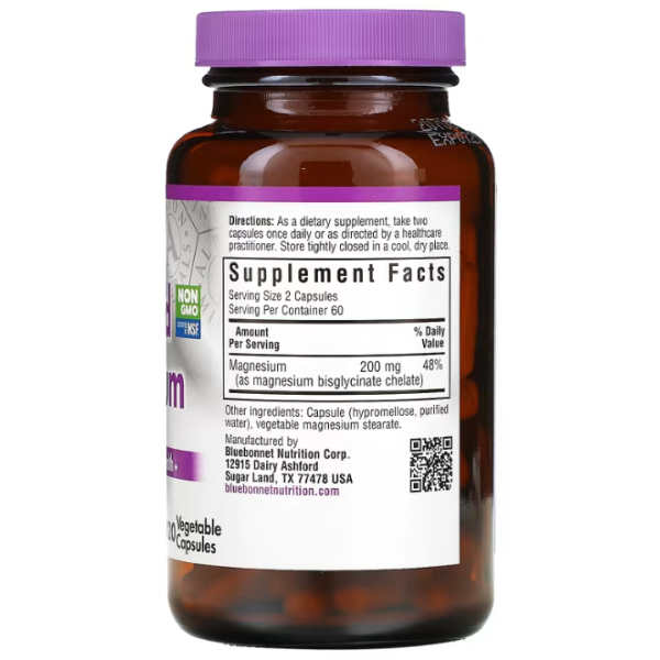 Магній хелат, Chelated Magnesium, Bluebonnet Nutrition, 120 капсул