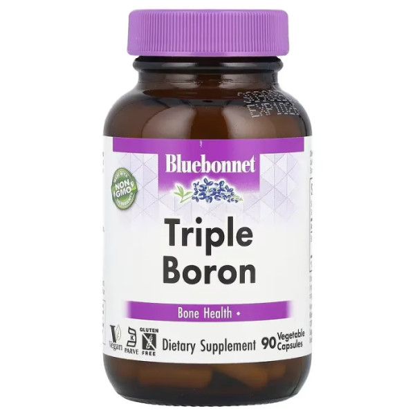 Борон, Triple Boron, Bluebonnet Nutrition, 3 мг, 90 вегетаріанських капсул