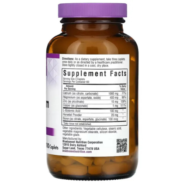 Кальцій, магній, цинк, Calcium Magnesium Zinc, Bluebonnet Nutrition, 180 капсул