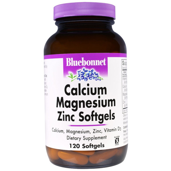 Кальцій, магній і цинк, Calcium Magnesium Zinc, Bluebonnet Nutrition, 120 капсул