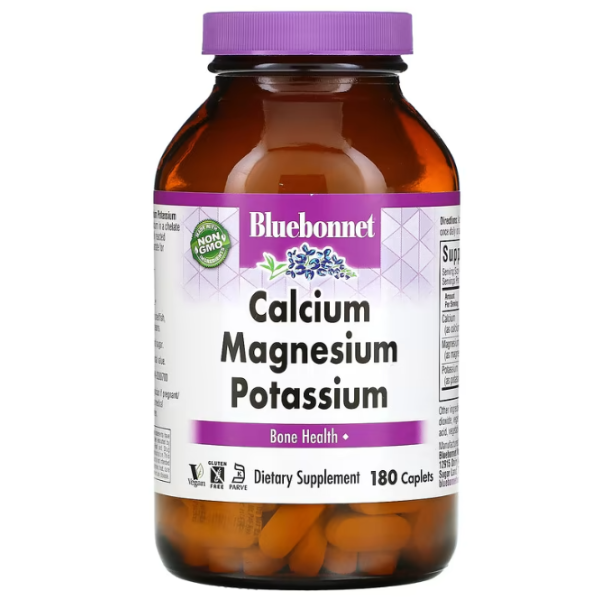 Кальцій Магній Калій, Calcium Magnesium Potassium, Bluebonnet Nutrition, 180 капсул