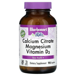Кальций цитрат, магний и витамин D3, Bluebonnet Nutrition Calcium Citrate Magnesium Vitamin D3, 90 каплет