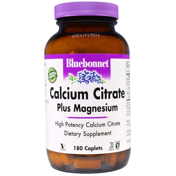 Цитрат кальцію + магній, Calcium Citrate, Bluebonnet Nutrition, 180 капсул
