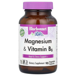 Магний и витамин В-6, Bluebonnet Nutrition Magnesium Plus B6, 90 капсул