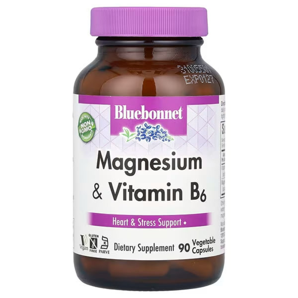 Магній і вітамін В-6, Magnesium Plus B6, Bluebonnet Nutrition, 90 капсул