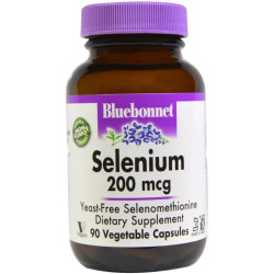 Селен 200 мкг, Bluebonnet Nutrition Selenium, без дрожжей, 90 капсул