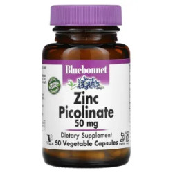 Пиколинат цинка 50 мг, Zinc Picolinate Bluebonnet Nutrition, 50 вегетарианских капсул