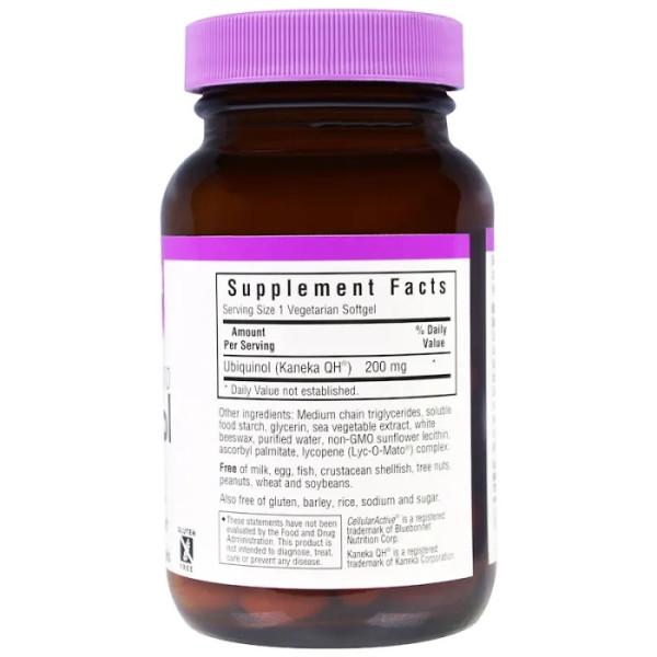 Убіхінол CoQH, Ubiquinol, Bluebonnet Nutrition, 200 мг, 60 капсул
